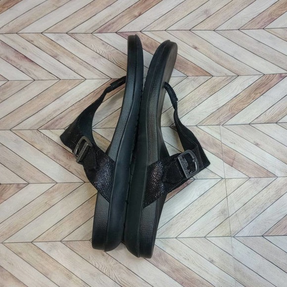 Aetrex Womens Rita Adjutable Leather Strap Slip On Sandals Black Size 7 US - Picture 7 of 8